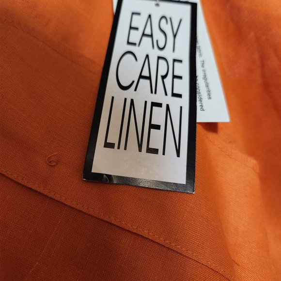 NWT Comfort + Relax Orange 100% Linen Short Sleeve Button up Women's Top M - Picture 3 of 10